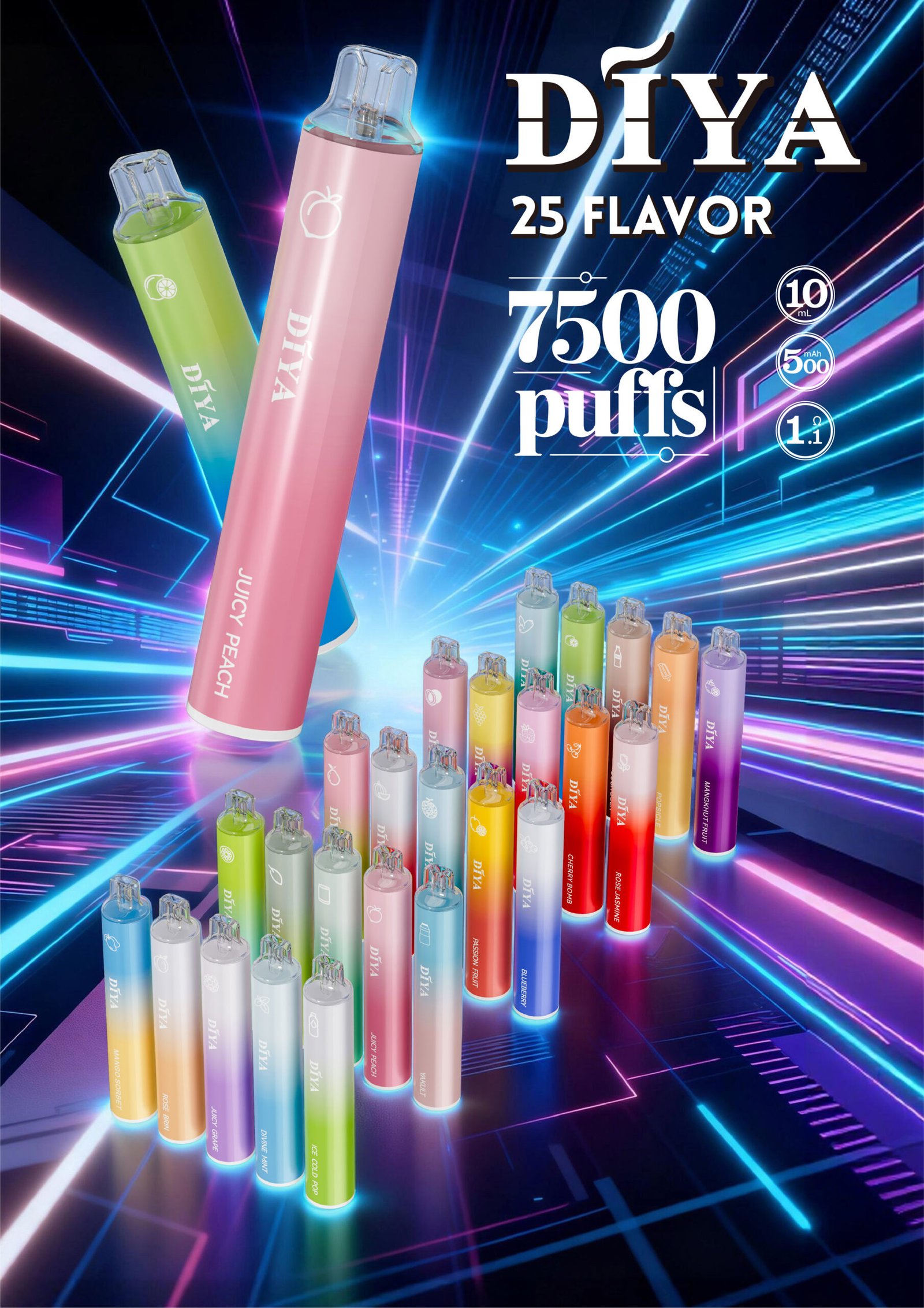 【DIYA 叮啞】7500 型夏日冰萃版 瞬時爆發沁涼入魂的水果原韻 10ml 巨量油倉綻放鮮甜層次 搭載 500mAh 瞬能快充技術 台灣現貨:圖片 2
